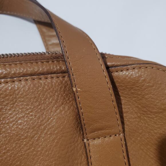 Fossil Riley Pebbled Leather Backpack Purse Medium Camel Tan Double Strap Bag - Picture 8 of 16